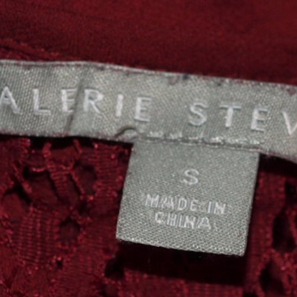 Burgundy Blouse w/ Lace Sleeves&Button-Down Front Size S BY VALERIE STEVENS - Picture 4 of 6
